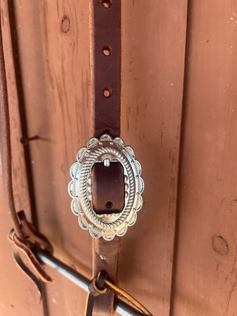 Single Ear Leather Headstall with Fancy Buckle     HS1166