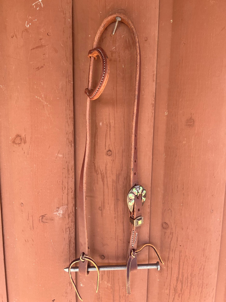 Single Ear Leather Headstall with Fancy Buckle     HS1166