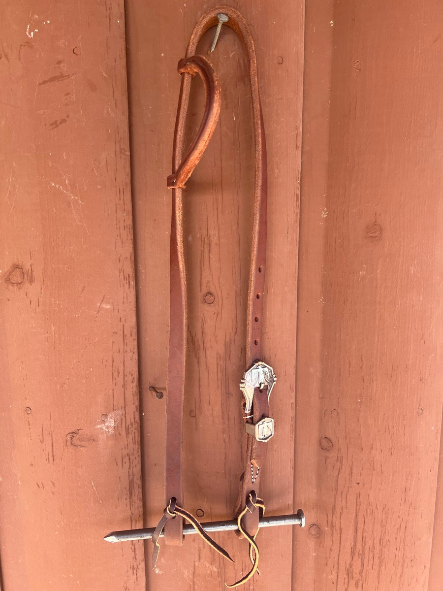 Single Ear Leather Headstall with Fancy Buckle     HS1166