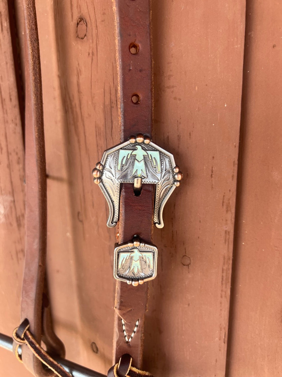 Single Ear Leather Headstall with Fancy Buckle     HS1166