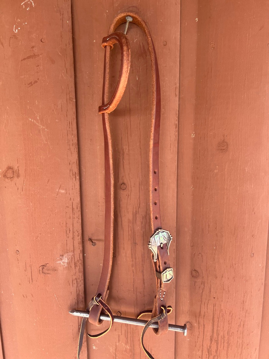 Single Ear Leather Headstall with Fancy Buckle     HS1166
