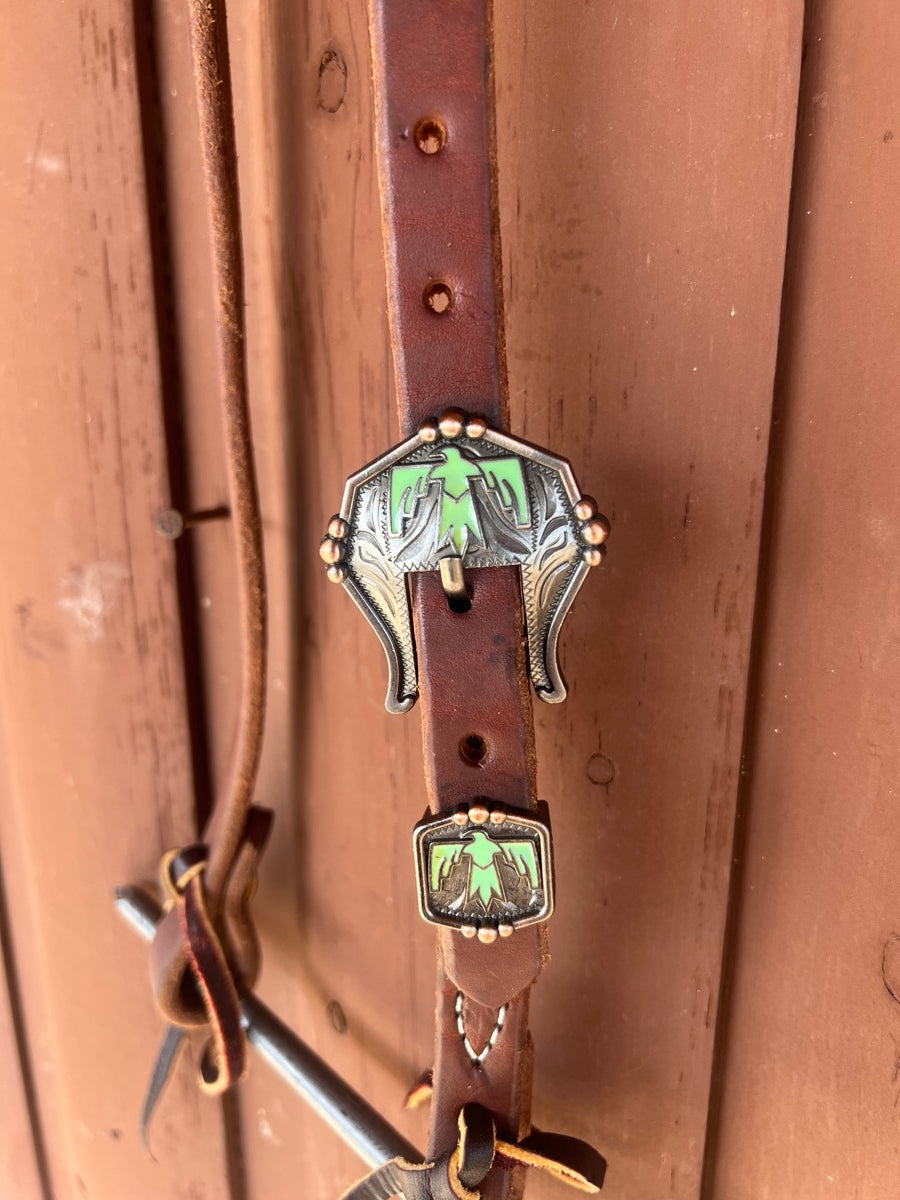 Single Ear Leather Headstall with Fancy Buckle     HS1166