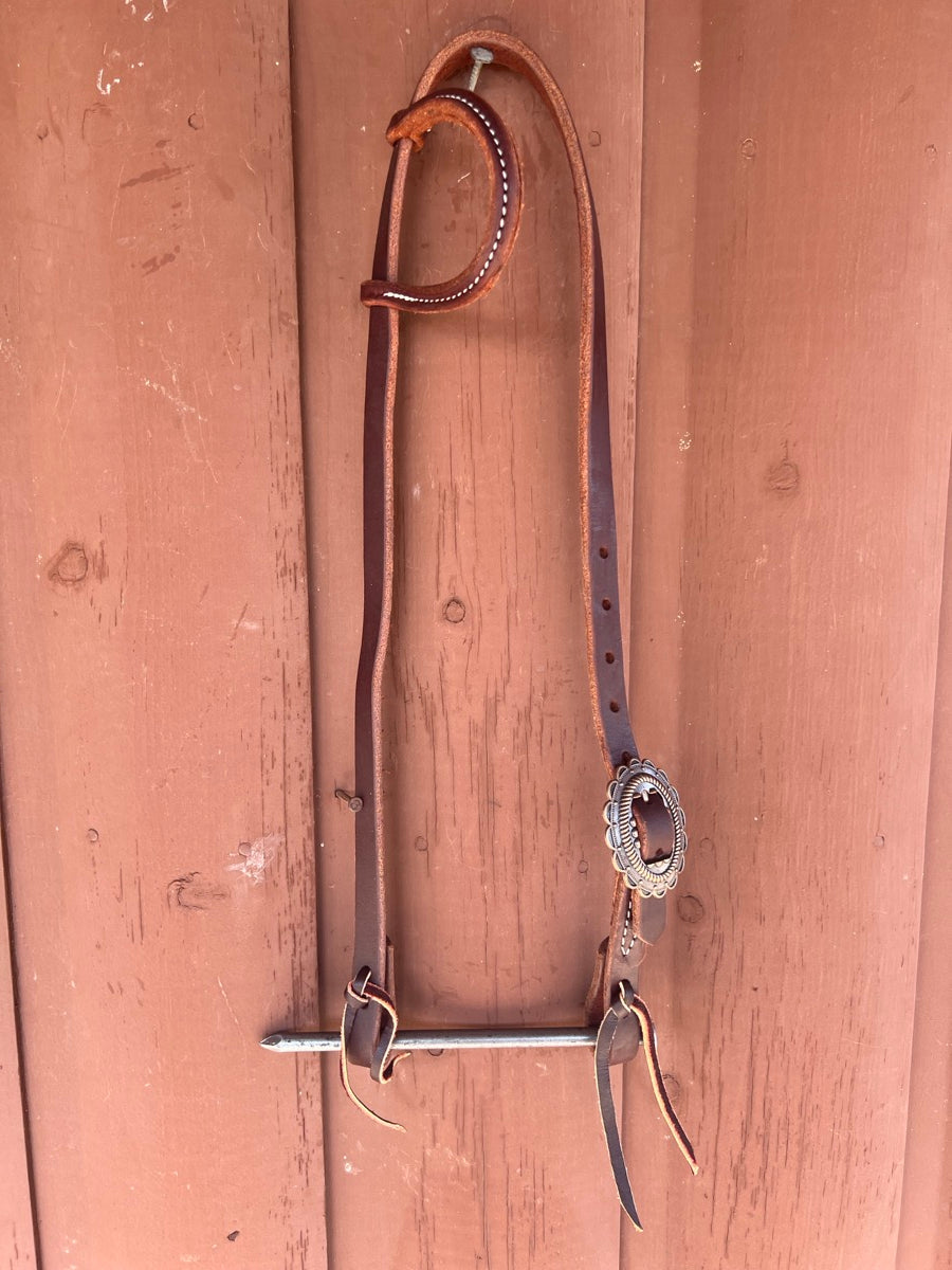 Single Ear Leather Headstall with Fancy Buckle     HS1166