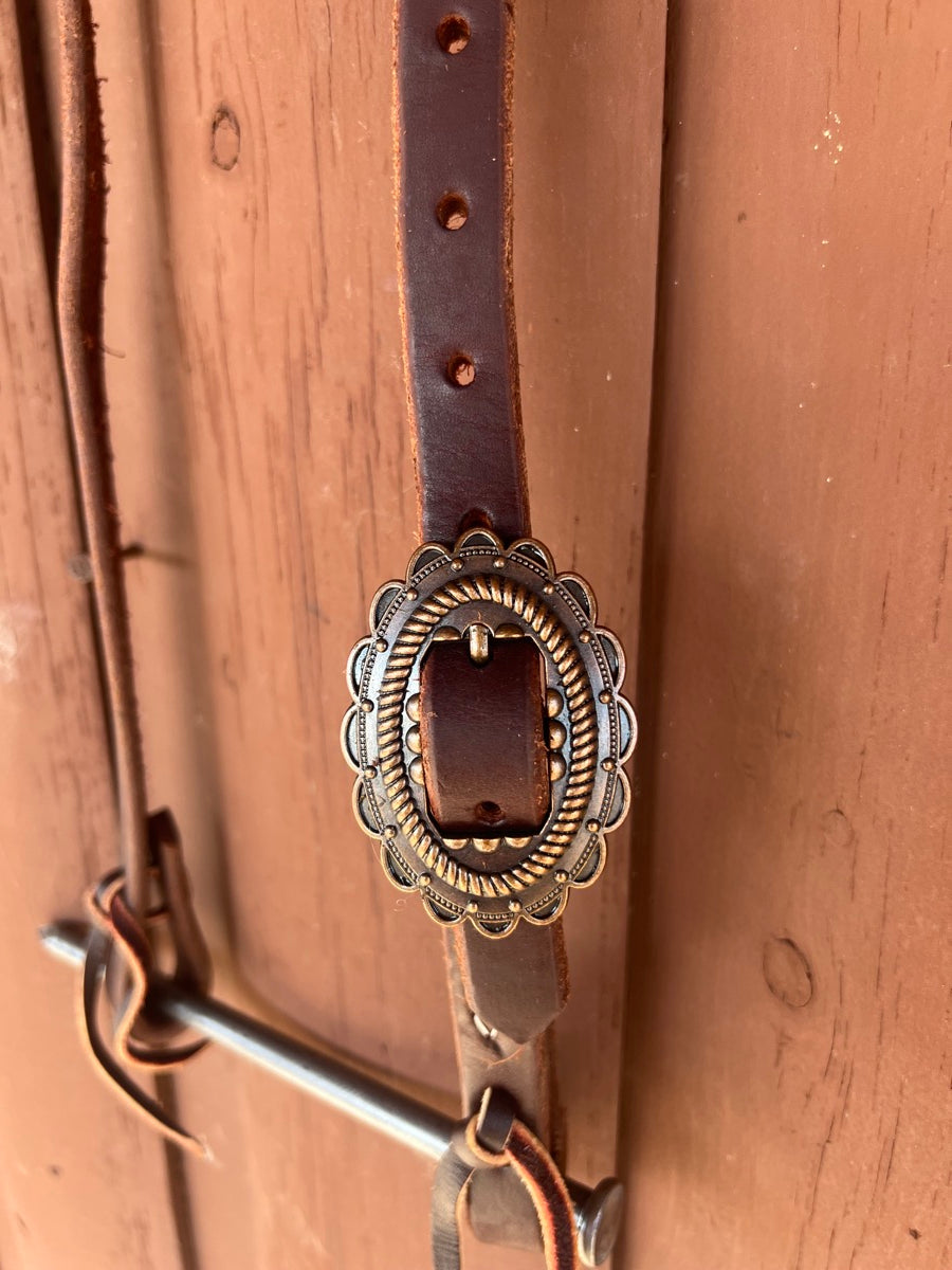 Single Ear Leather Headstall with Fancy Buckle     HS1166