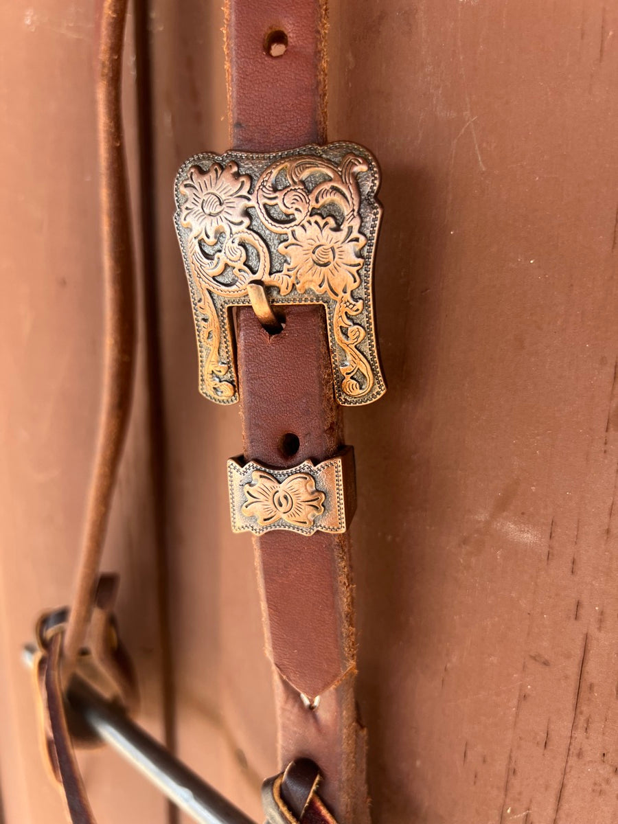 Single Ear Leather Headstall with Fancy Buckle     HS1166