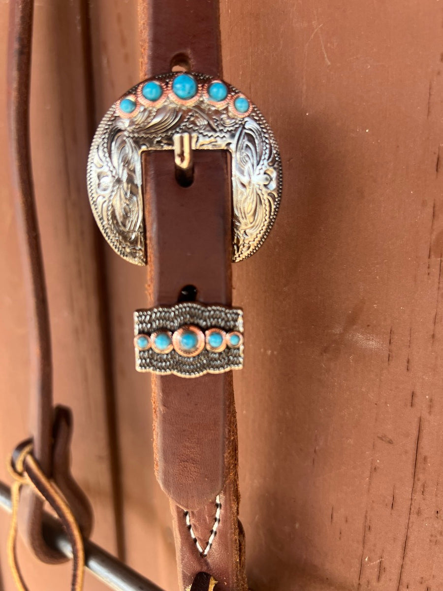 Single Ear Leather Headstall with Fancy Buckle     HS1166