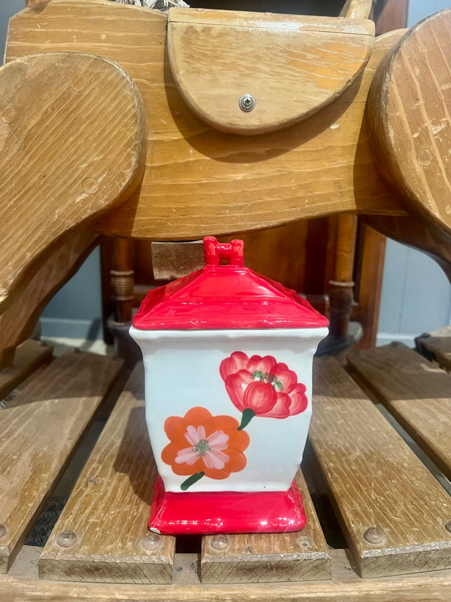 Casa Vero Red Orange Flowers Canisters - Set of 3     KT1113