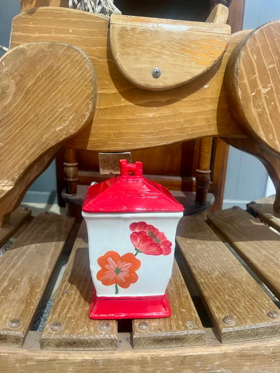 Casa Vero Red Orange Flowers Canisters - Set of 3     KT1113