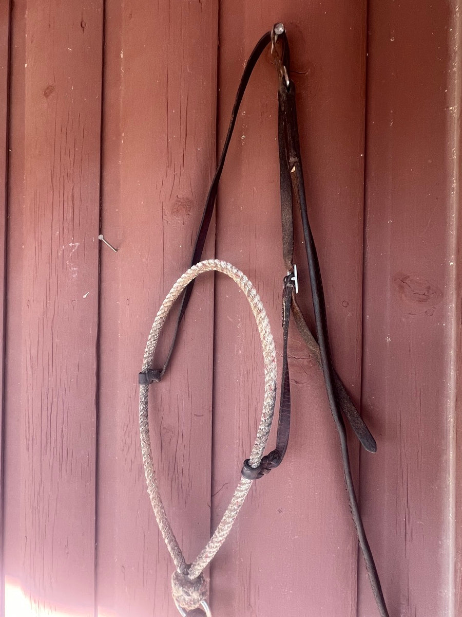 Rope Noseband with Leather Tie Down Strap  TD1131