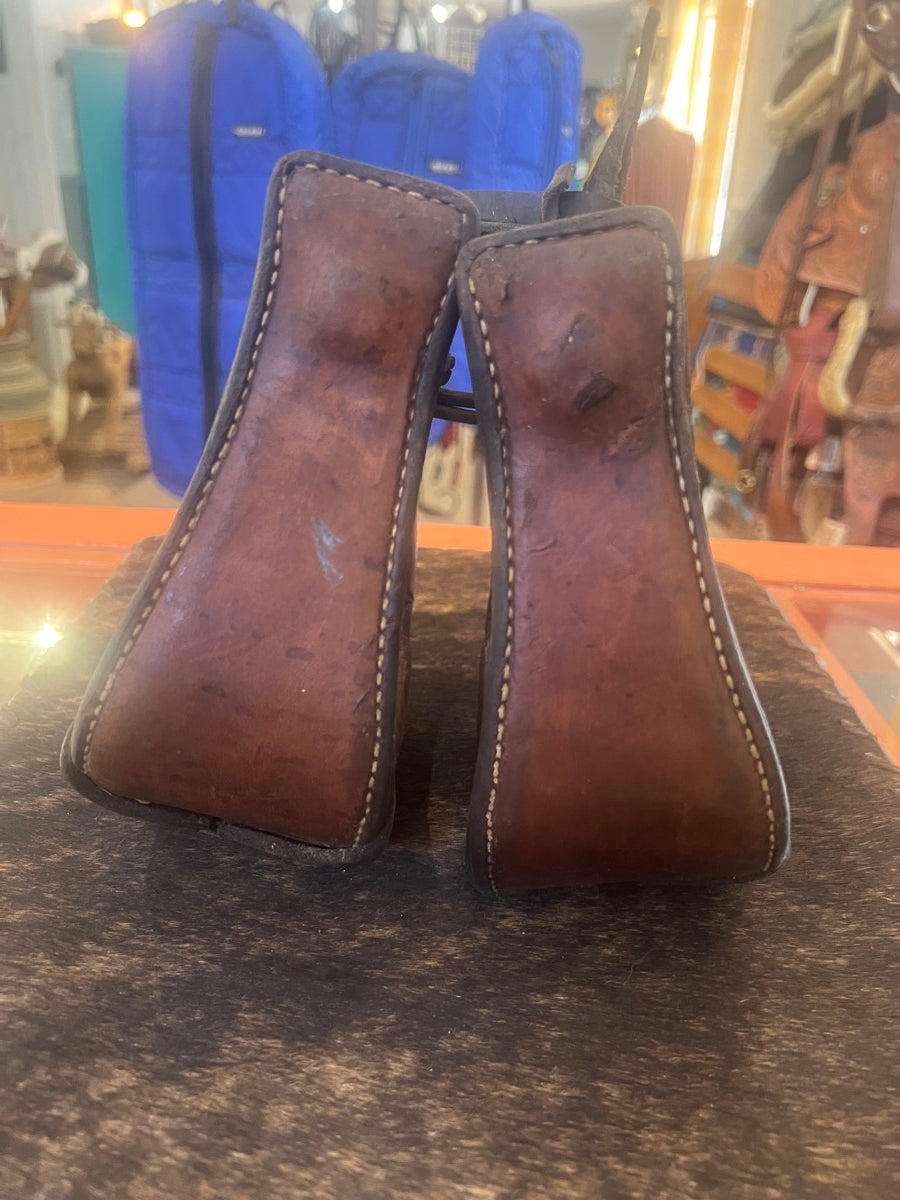 Vintage Tooled Leather Deep Roper Stirrups     STR1119