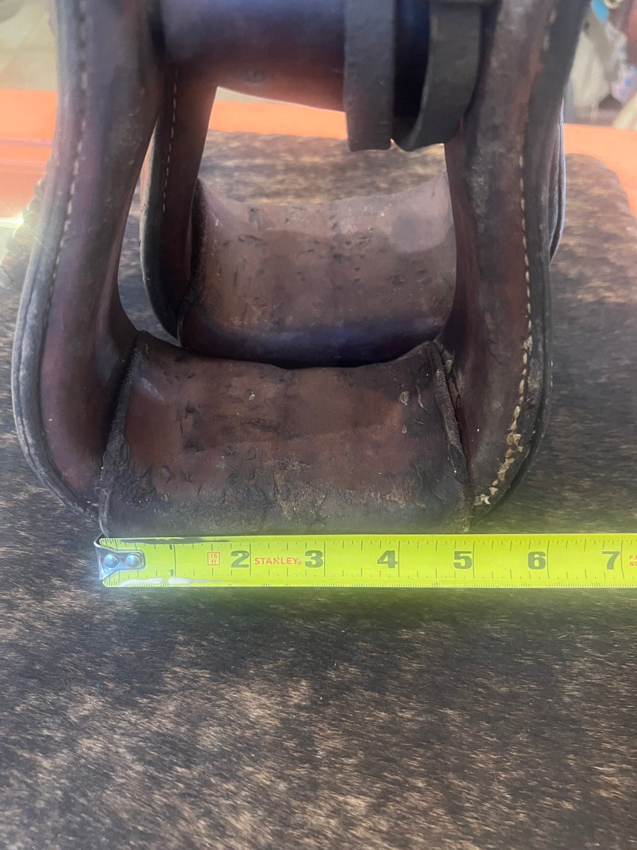 Vintage Tooled Leather Deep Roper Stirrups     STR1119