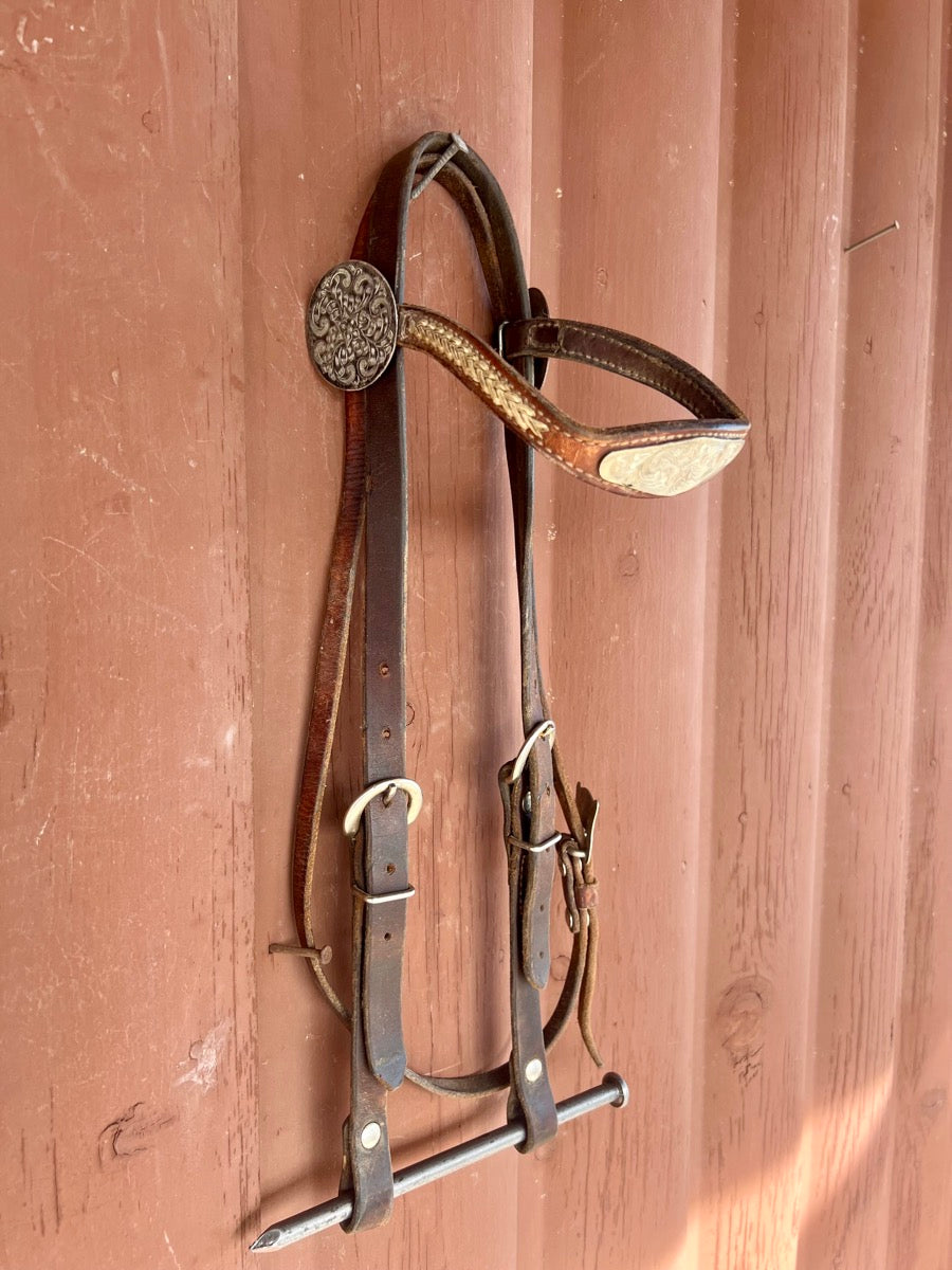 Rawhide Silver Leather Browband Headstall    HS1178