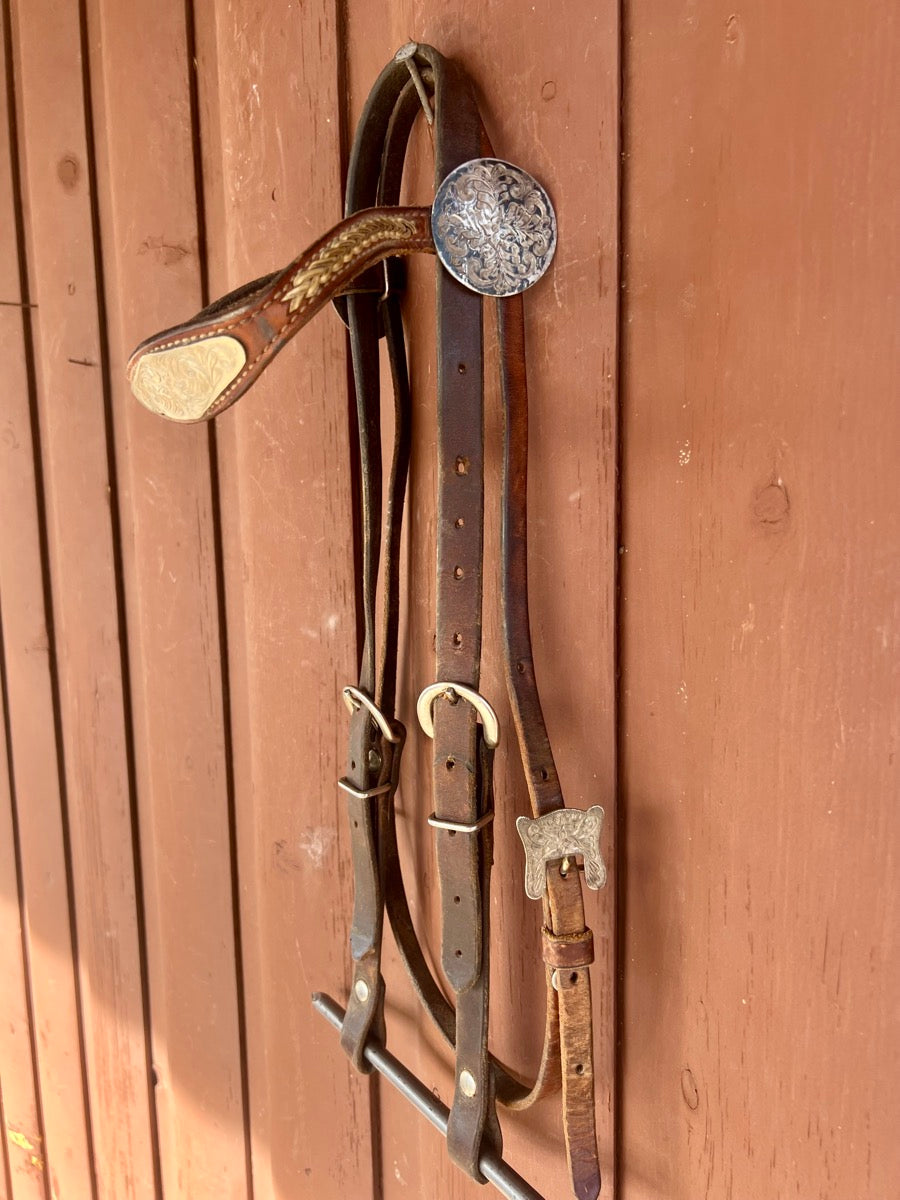 Rawhide Silver Leather Browband Headstall    HS1178