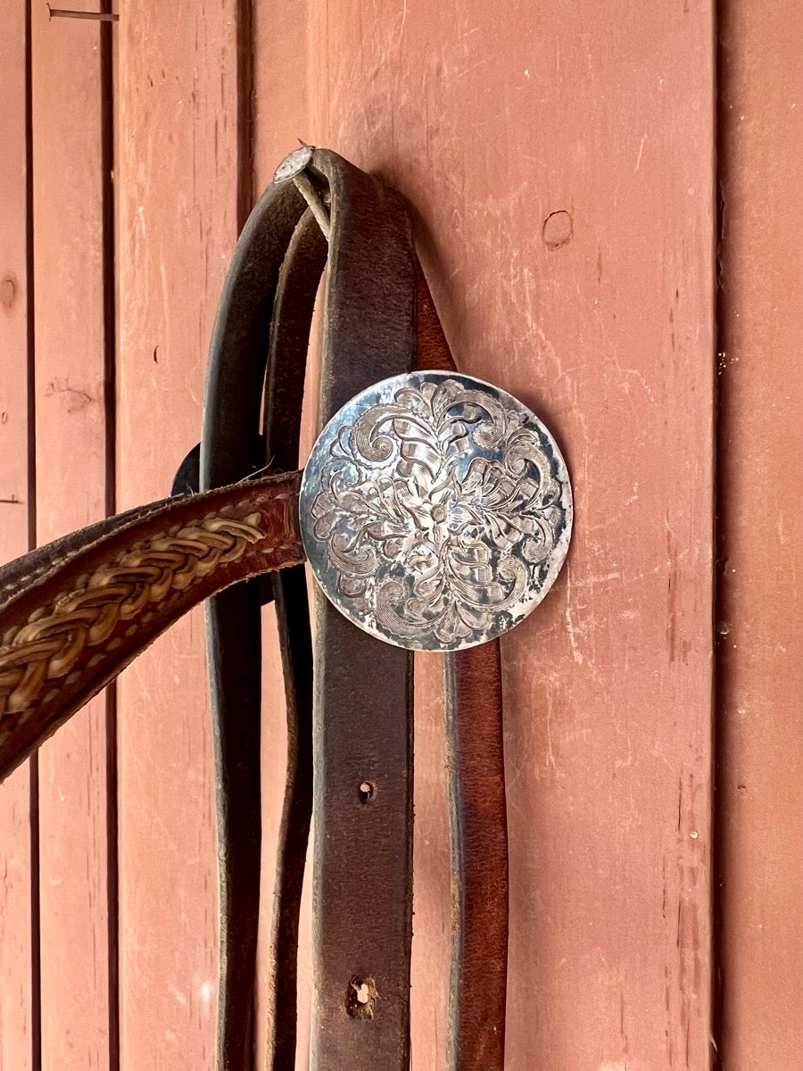 Rawhide Silver Leather Browband Headstall    HS1178