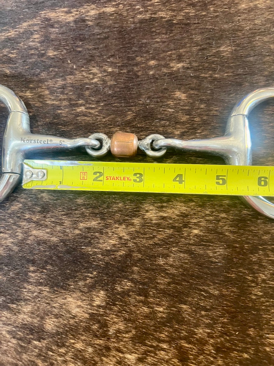 Korsteel 5 in Stainless Steel Copper Roller Mouth Eggbutt Snaffle Bit      B1203