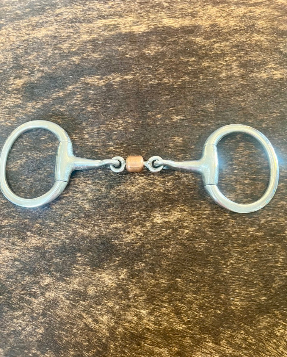 Korsteel 5 in Stainless Steel Copper Roller Mouth Eggbutt Snaffle Bit      B1203