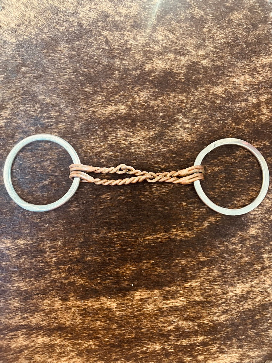 Curved Copper Offset Double Twisted Wire Snaffle Bit