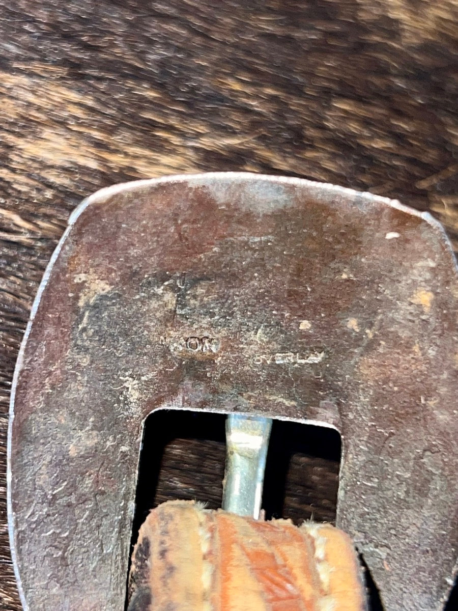 Dale Martin Saddlery Basket Leather Browband Headstall with IRON Silver Overlay Buckle        HS1190