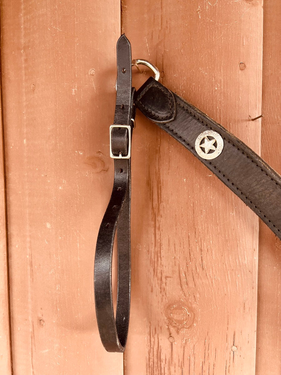 Black Leather Breast Collar with Star Conchos