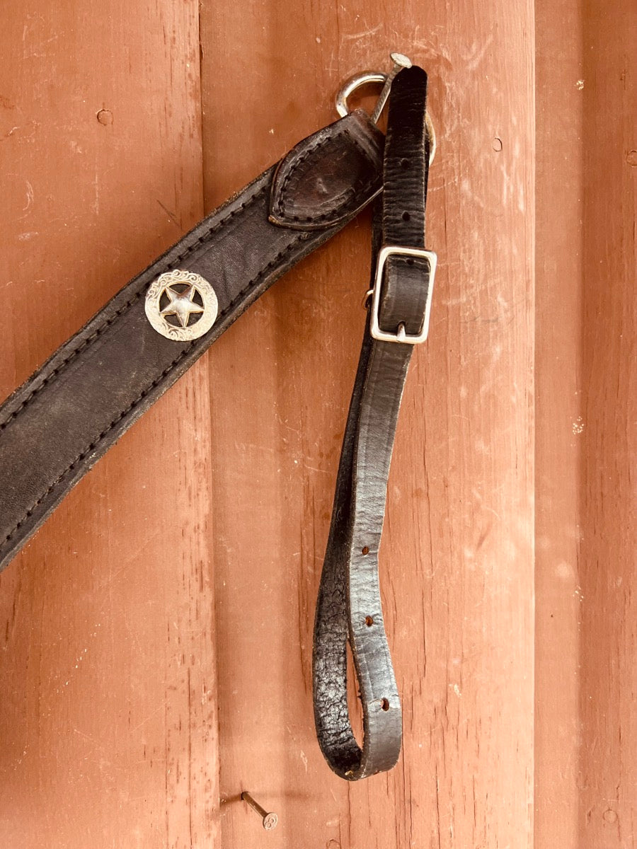 Black Leather Breast Collar with Star Conchos