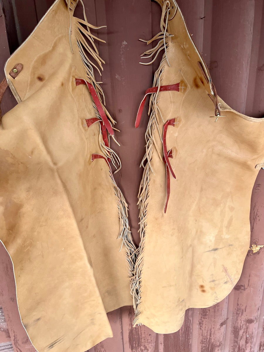 K Bar J Roughout Leather Chaps with Fringe    CH1118