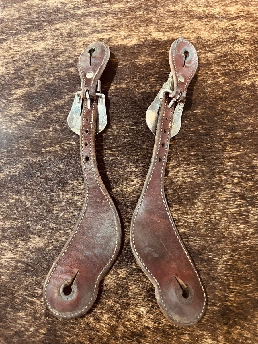 Basketweave Leather Spur Straps with Gist Silversmiths Buckles       SPS1112