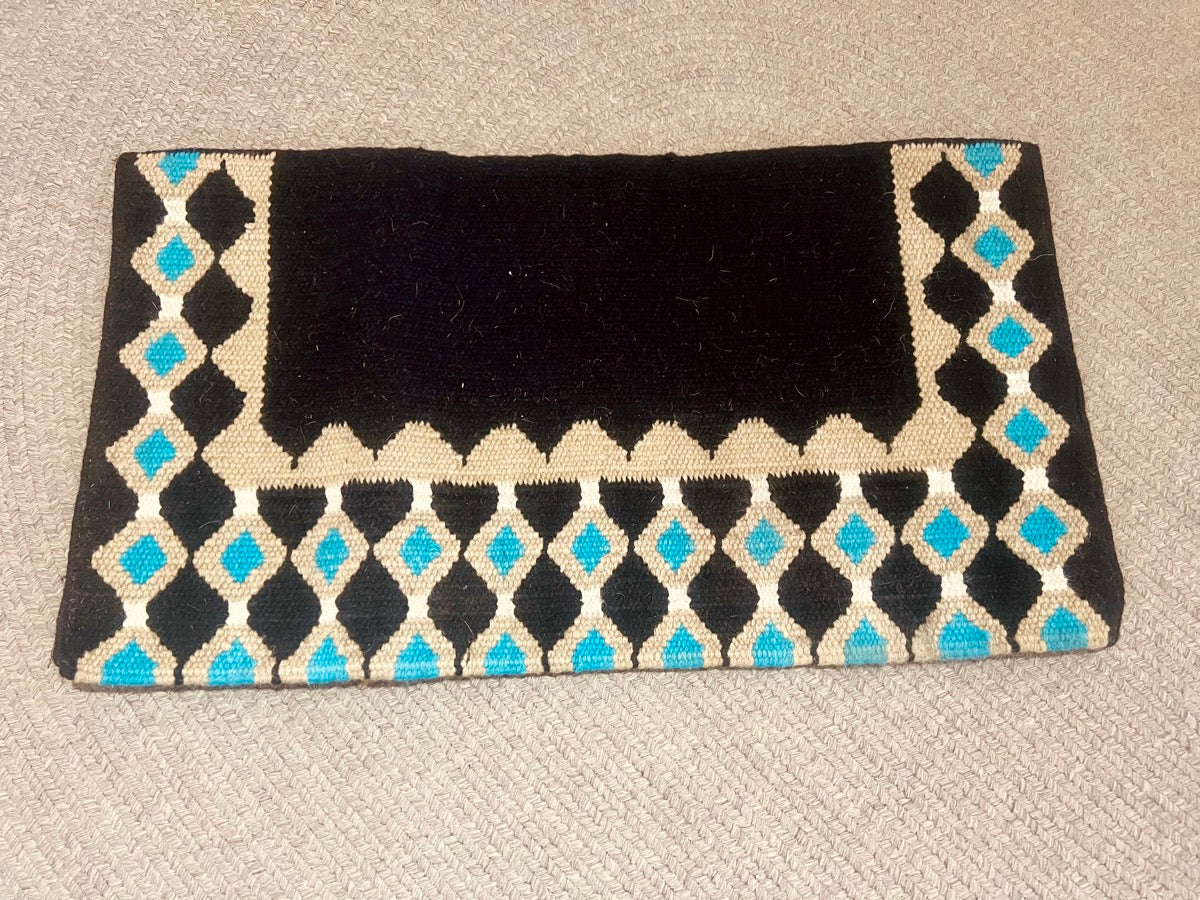 Black 100% Wool Center Back Pads Saddle Blanket