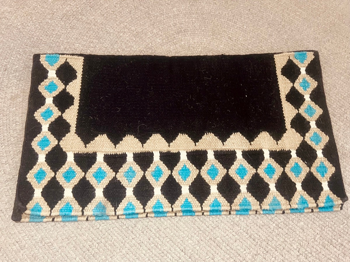 Black 100% Wool Center Back Pads Saddle Blanket