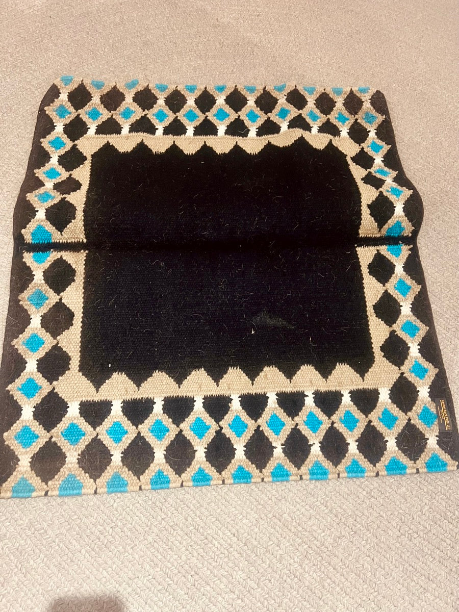 Black 100% Wool Center Back Pads Saddle Blanket