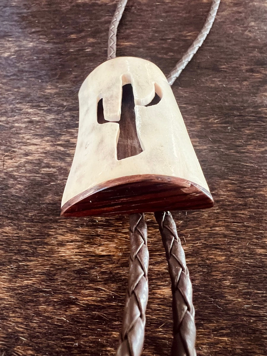 Vintage Carved Antler Bolo Tie