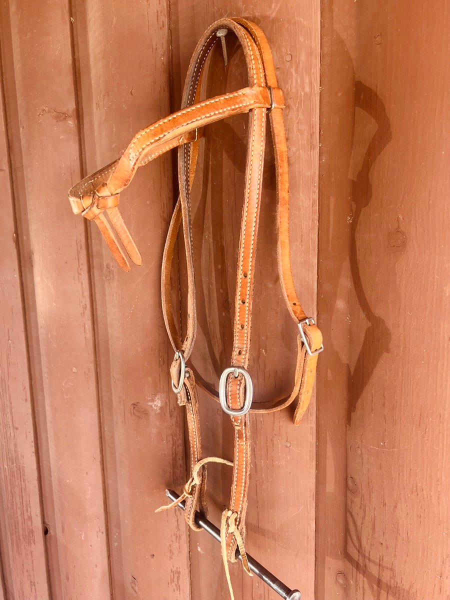 Tory Harness Leather Double Stitched Tie End Futurity Knot Headstall