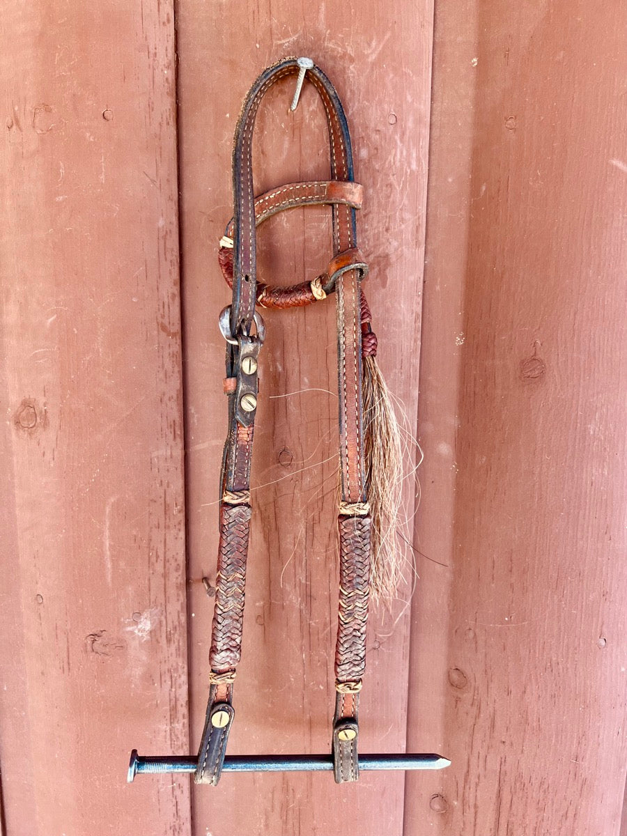 Rawhide One Ear Headstall with Horse Hair Tassle